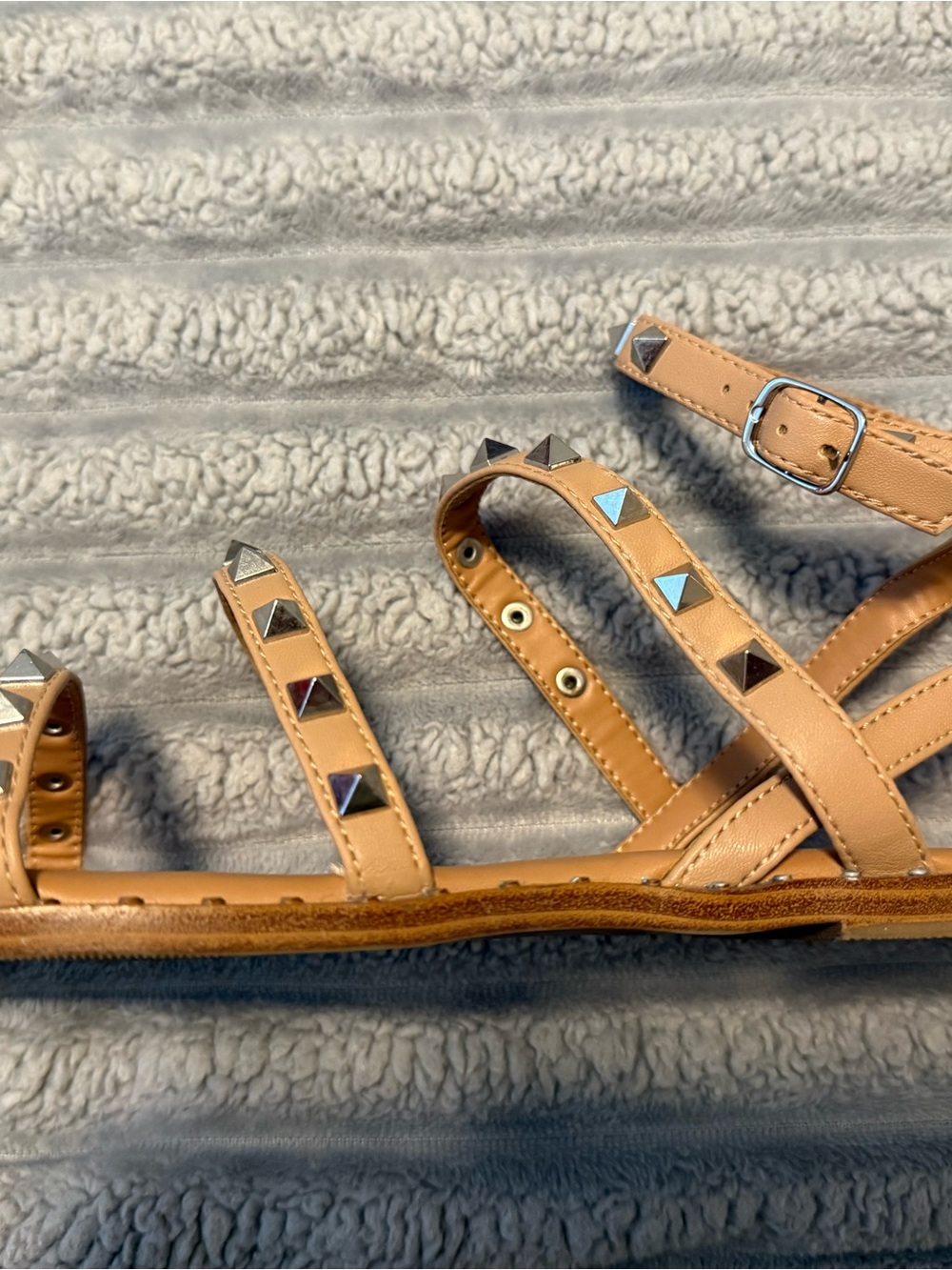 Torrid Studded Tan Leather Strappy Sandals 10.5W